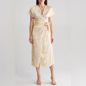 Area Stars Jacqui Floral Faux Wrap Dress, Size S